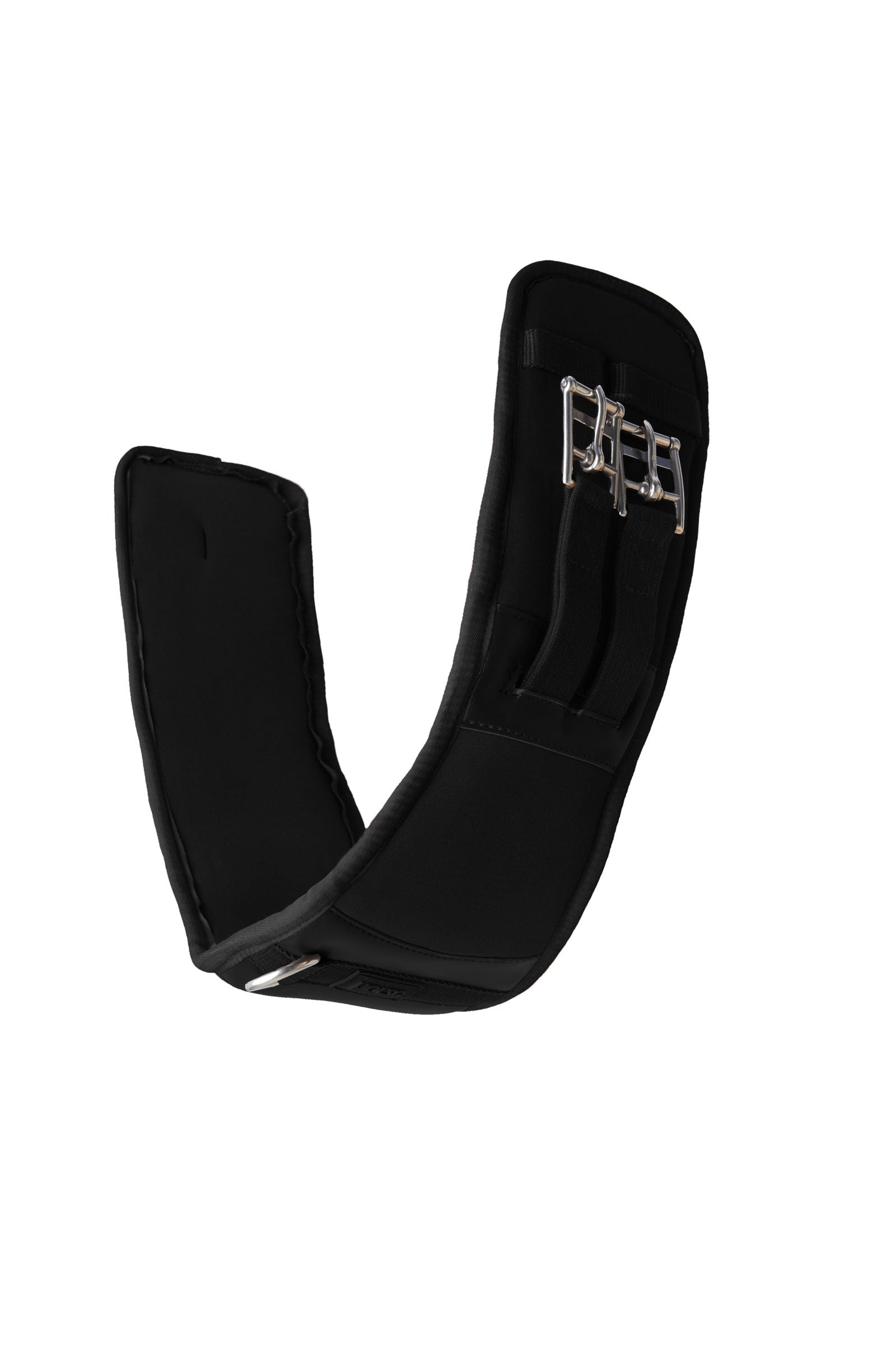 65 cm, Nero: Sottopancia da dressage in pelle con fibbie in