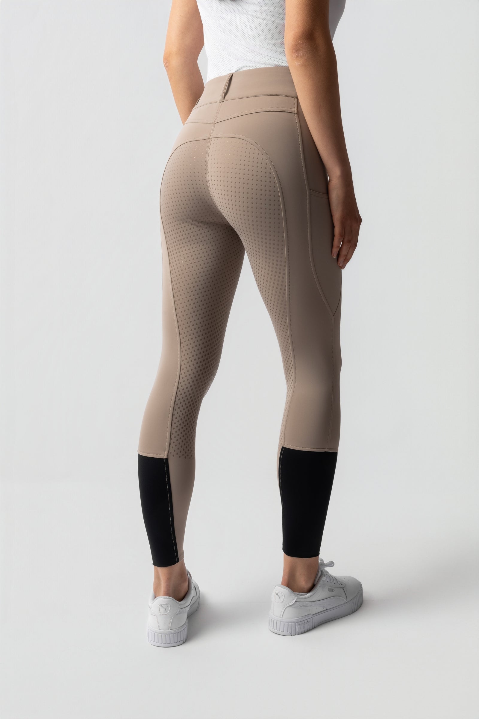 Leggings Da Equitazione Essence Equestrian Beige – Taglia XL, Seduta Intera E Tasca Per Cellulare