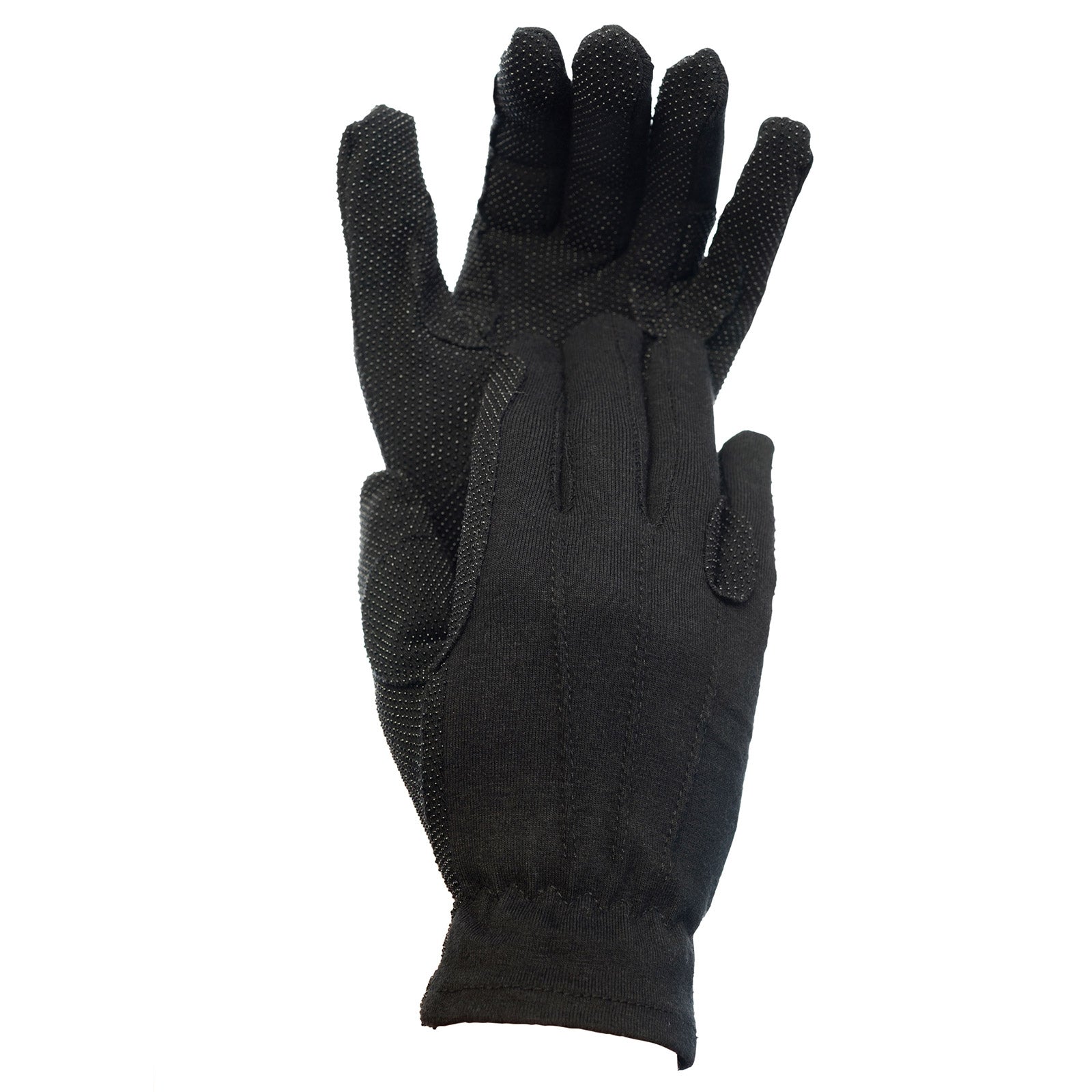 HORZE Guanti Polygrip Modello Base Per Equitazione, Cotone Leggero Con Palma In Gomma, Chiusura Velcro, Taglia L, Colore Nero - 4