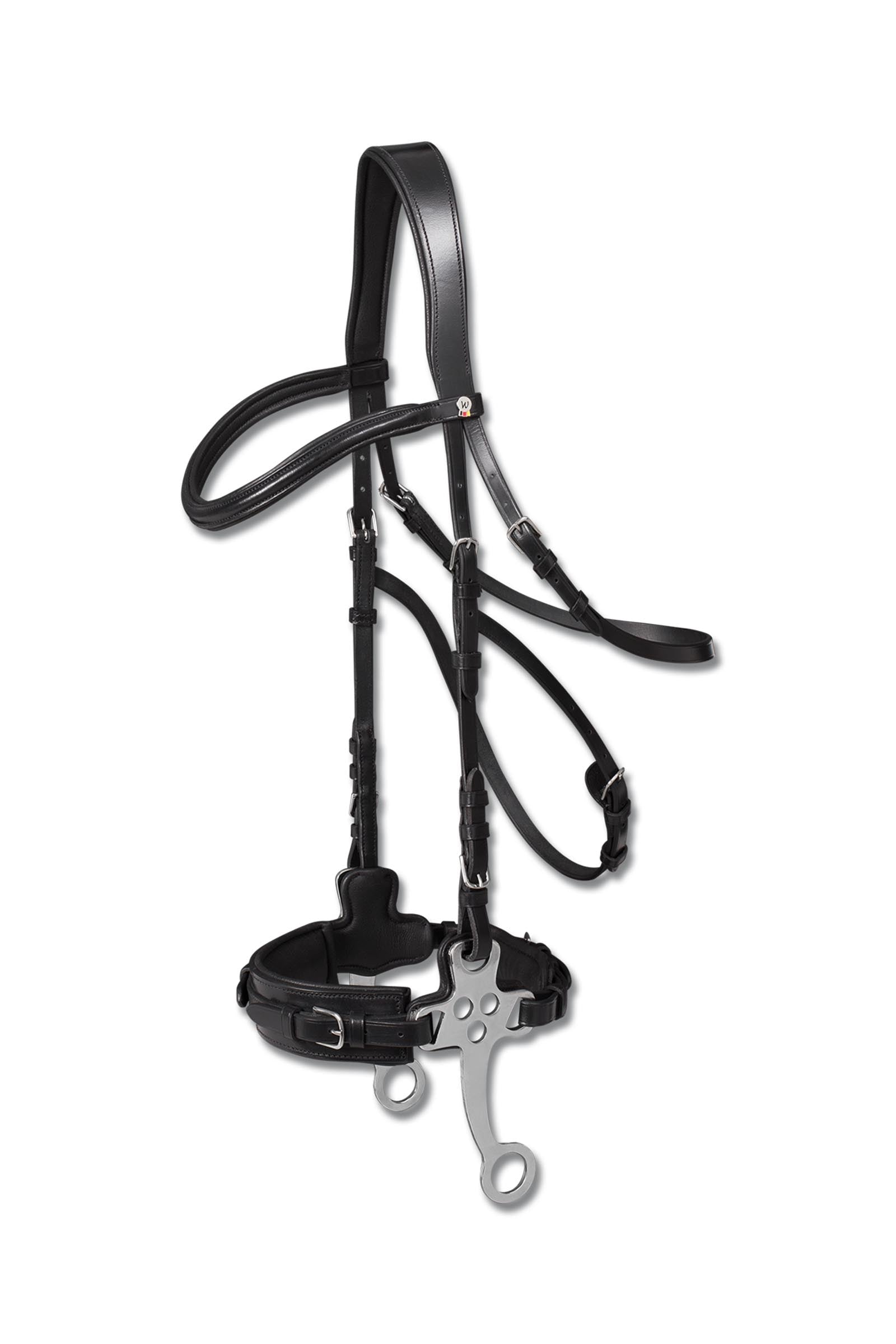 Showman Hackamore Combinazione Acciaio Nero Con Morso In Corda – Morbido Ed Efficace Per Il Rispetto Del Cavallo