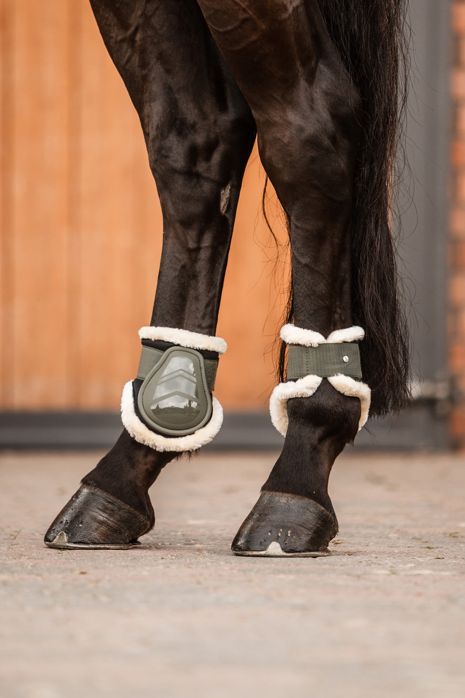 Horze Caliber Fetlock Boots with Faux Fur Lining Leg Protection & Hoof Protection for Horses