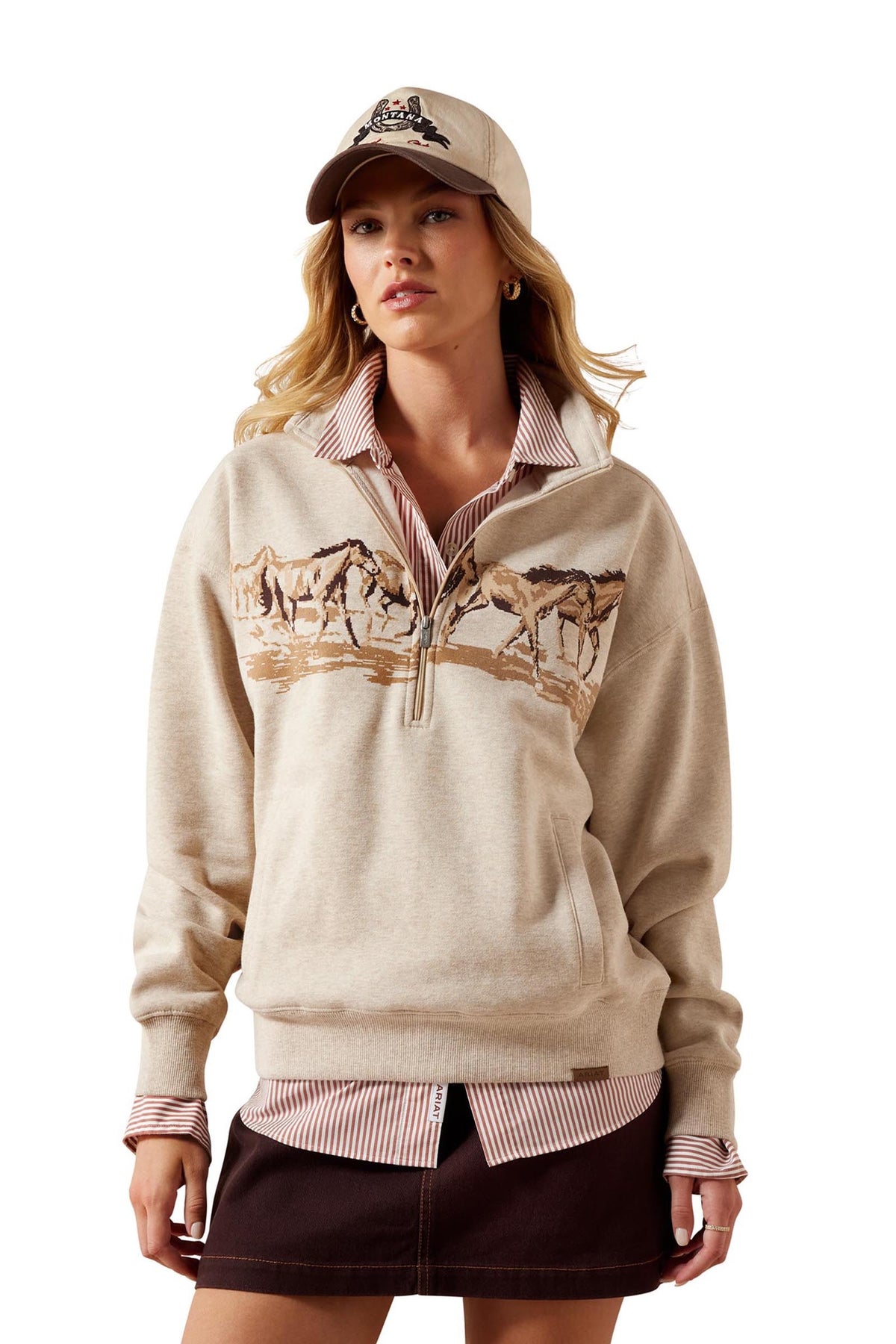 Ariat Donna Felpa Running Wild con zip 1/2 Abbigliamento da donna