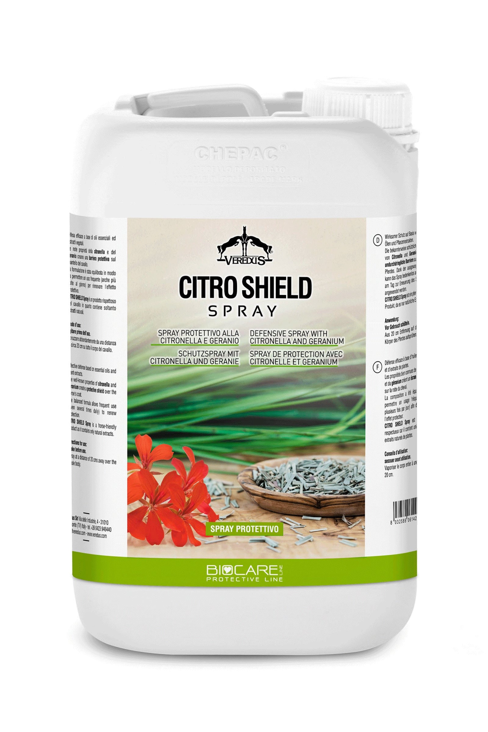 Veredus Citro Shield spray repellente per insetti, 3000 ml Protezione antimosche per cavalli