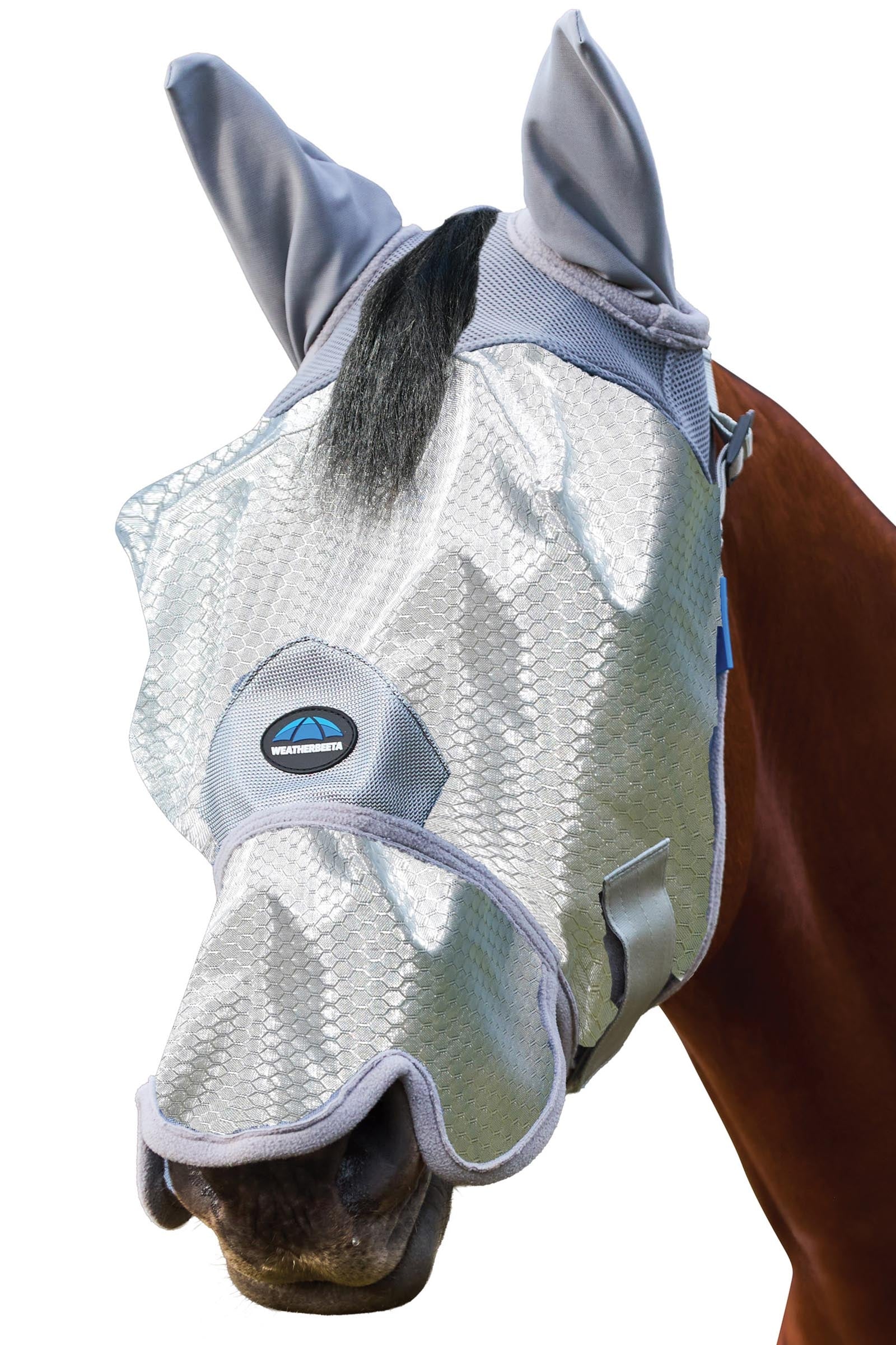 Weatherbeeta Comfitec Hexi Shield Maschera antimosche con orecchie e naso Protezione antimosche per cavalli