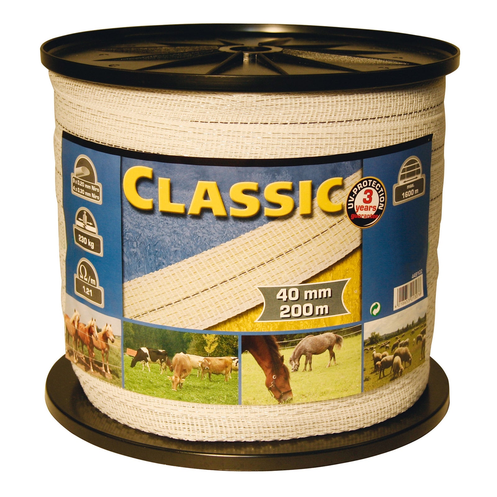 Farm Patrol Nastro per scherma Classic 200 m, 10 mm, 2x0,2+2x0,3 niro Forniture di difesa