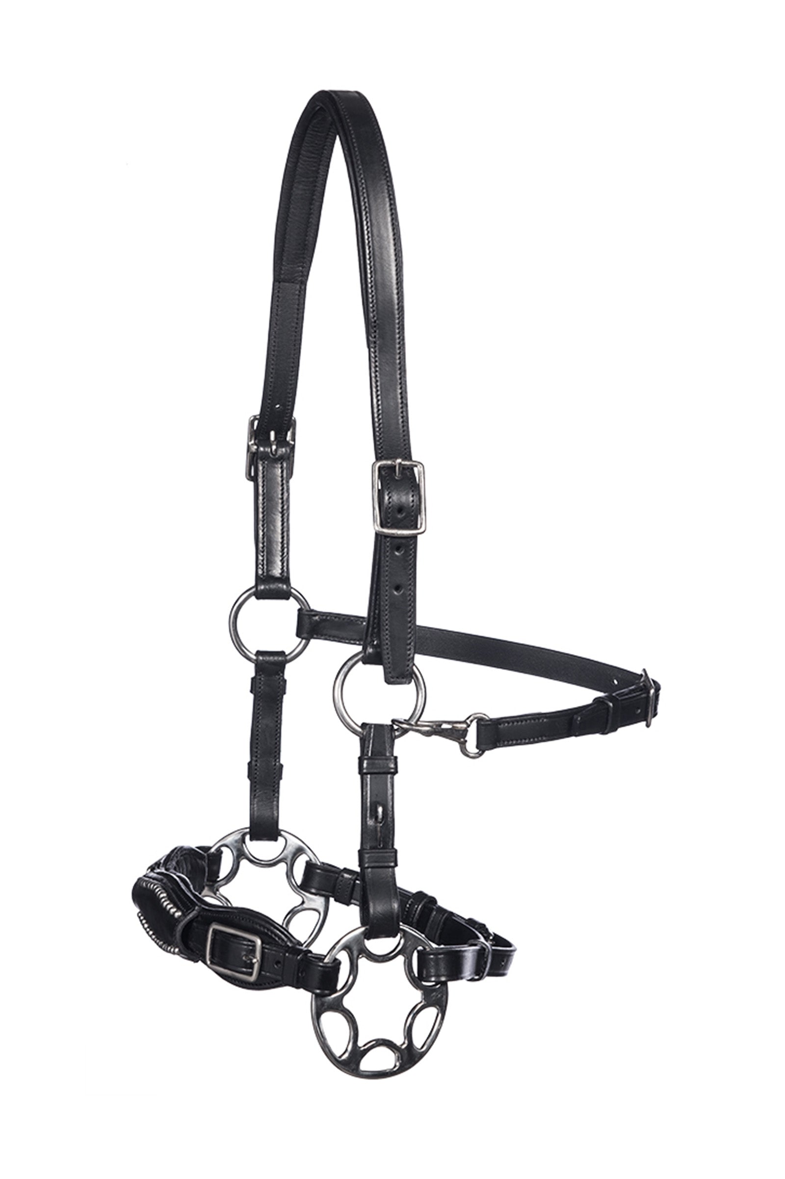 F.R.A. Freedom Riding Articles Miranti Hackamore (Sistema 2) in pelle, cinturini per mascelle, con forbici Briglie & redini