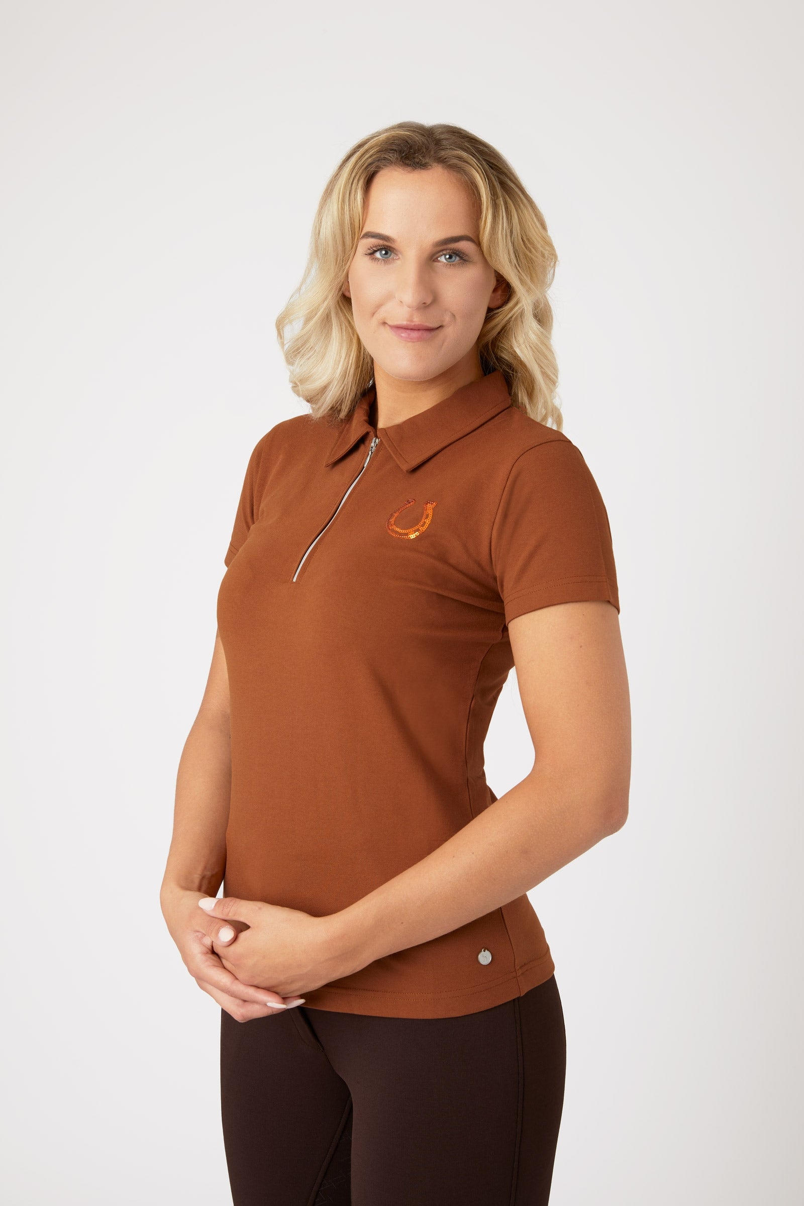 Horze polo a maniche corte Amy da donna in cotone elasticizzato Abbigliamento da donna
