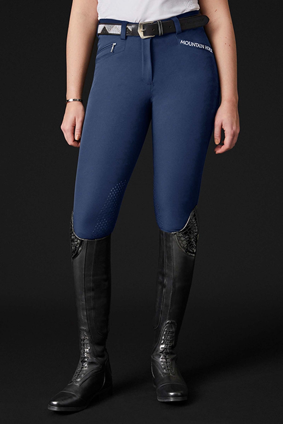 Ester Pantaloni da equitazione da donna con grip al ginocchio WH/AB 34 Ester Pantaloni da equitazione da donna con grip al ginocchio WH/AB 34
