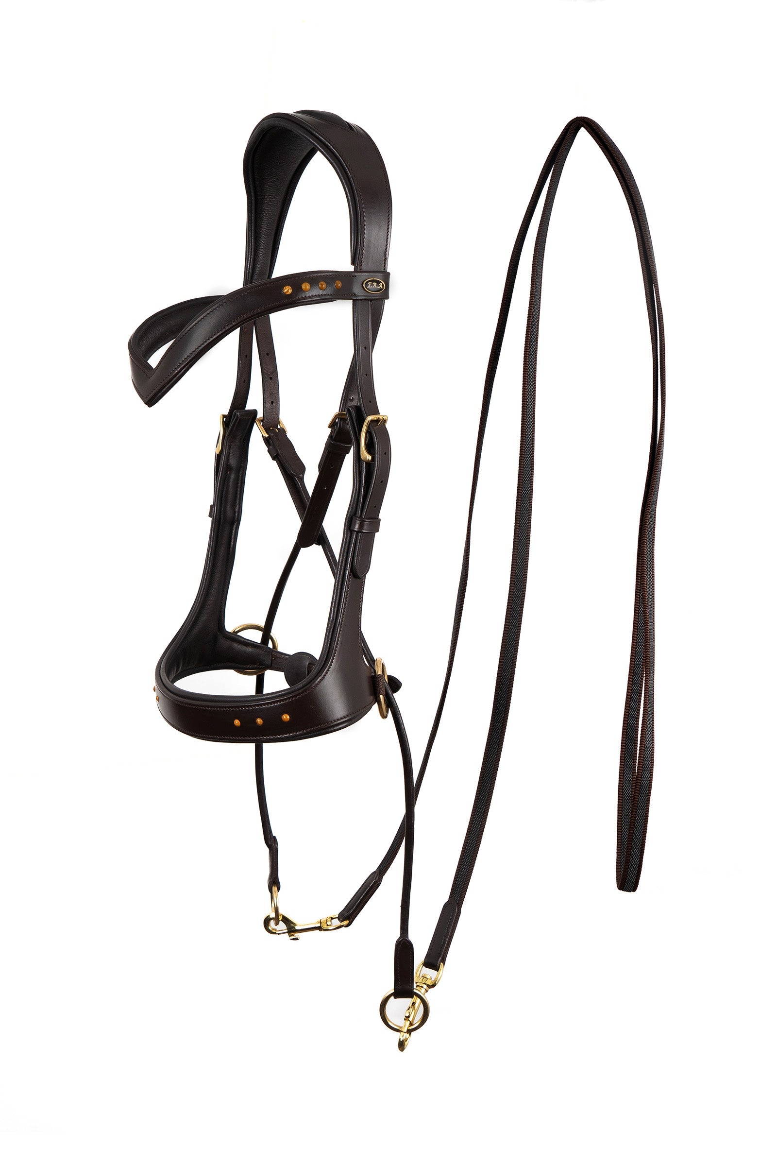 F.R.A. Freedom Riding Articles Glory briglia senza morso con redini (Sistema 5), marrone Briglie & redini