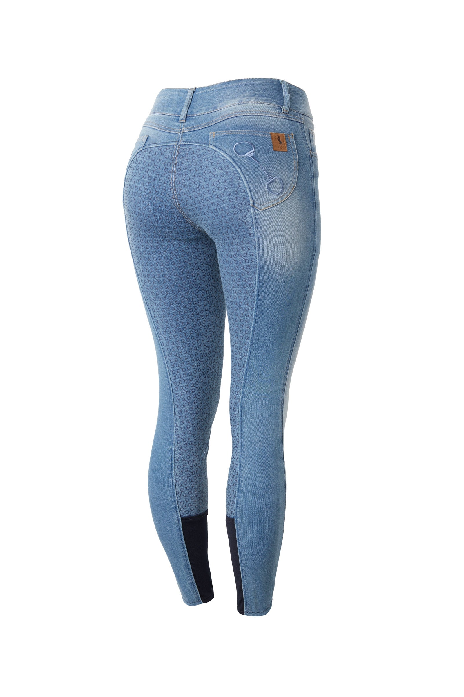Horze Kaia Women's High Waist Denim Silicone Full Seat Breeches Womens Breeches