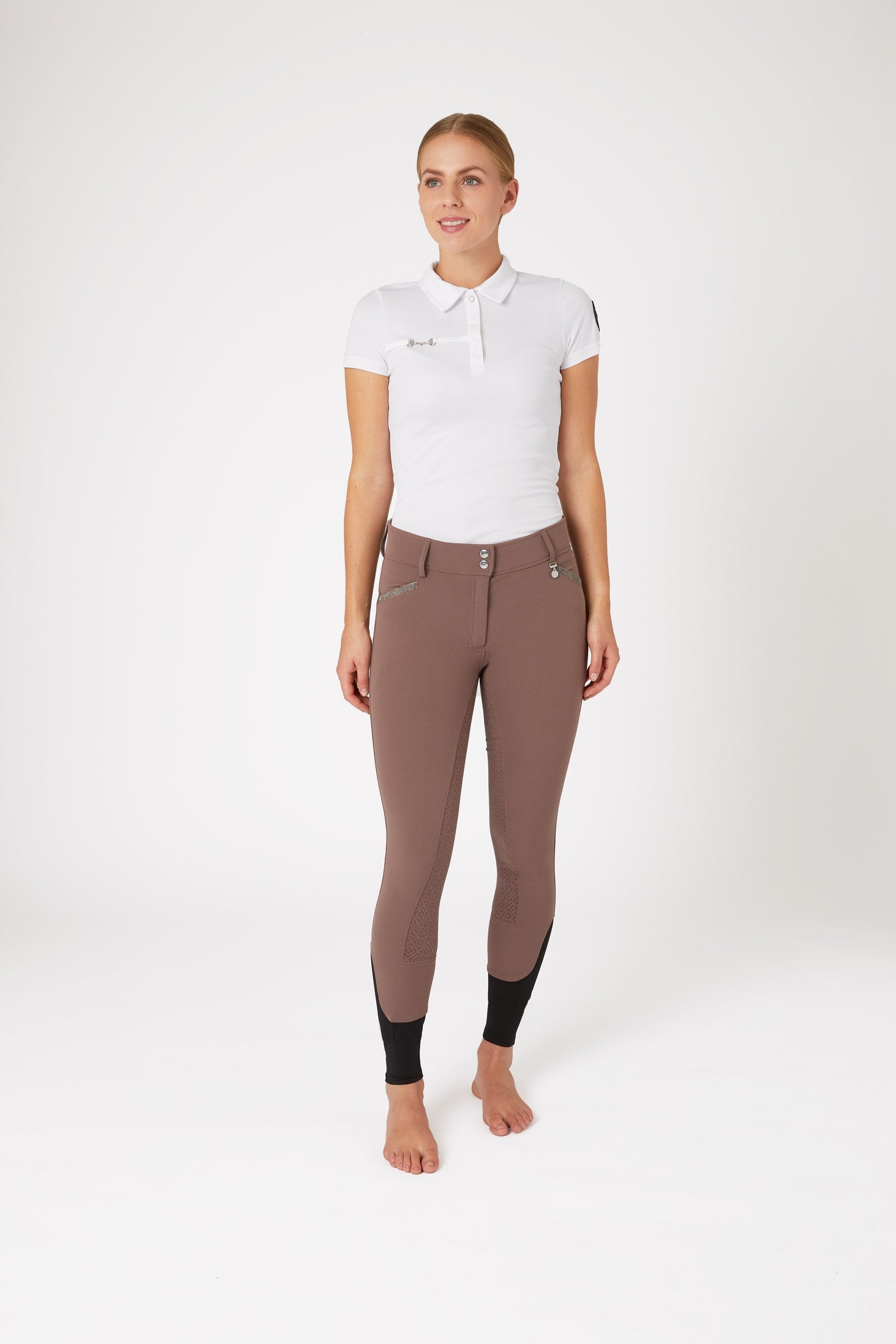 Horze Women's Silicone Full Seat Breeches with High Waist and Crystal Pocket Womens Breeches