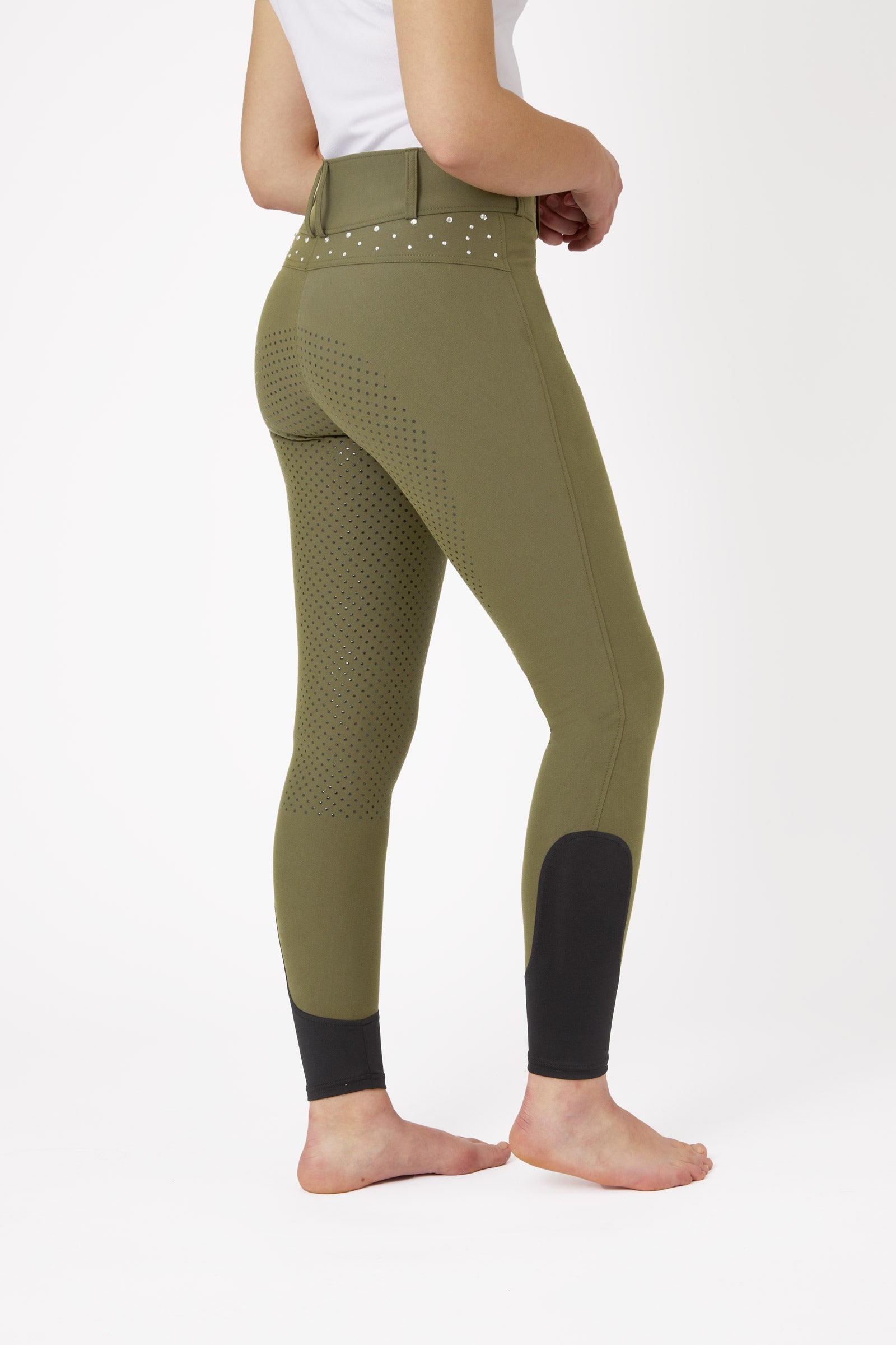 Horze Pantaloni da equitazione a vita alta con full grip e cristalli, da donna Womens Breeches