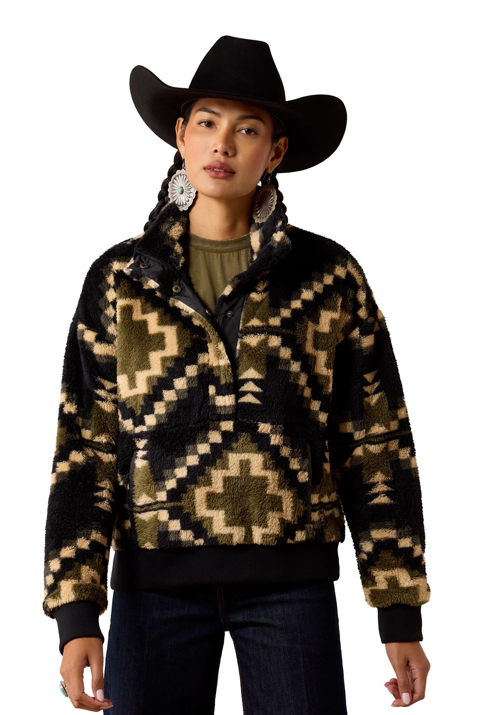 Ariat Berber Snap Maglione donna con patta 1/2 con bottoni a pressione Abbigliamento da donna