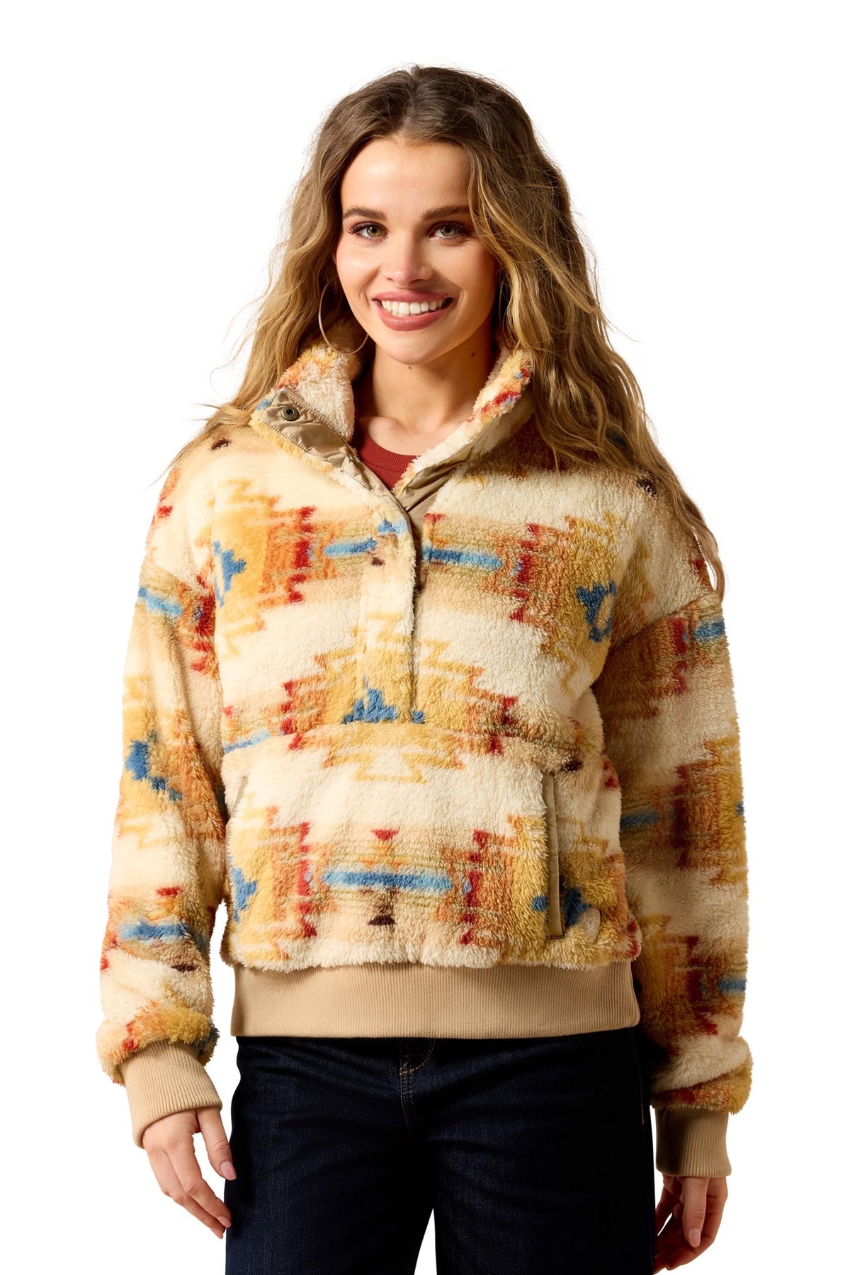 Ariat Berber Snap Maglione donna con patta 1/2 con bottoni a pressione Abbigliamento da donna