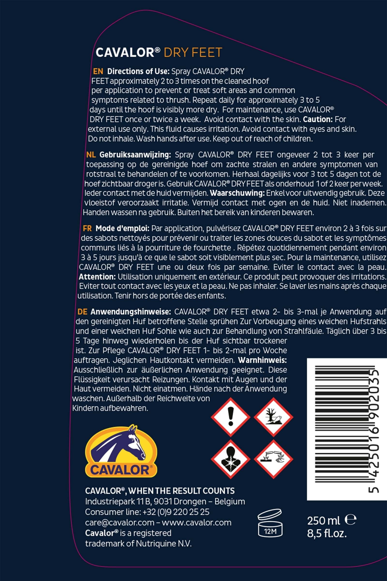 Cavalor Dry Feet, Hooves, 250ml Horse Health Care