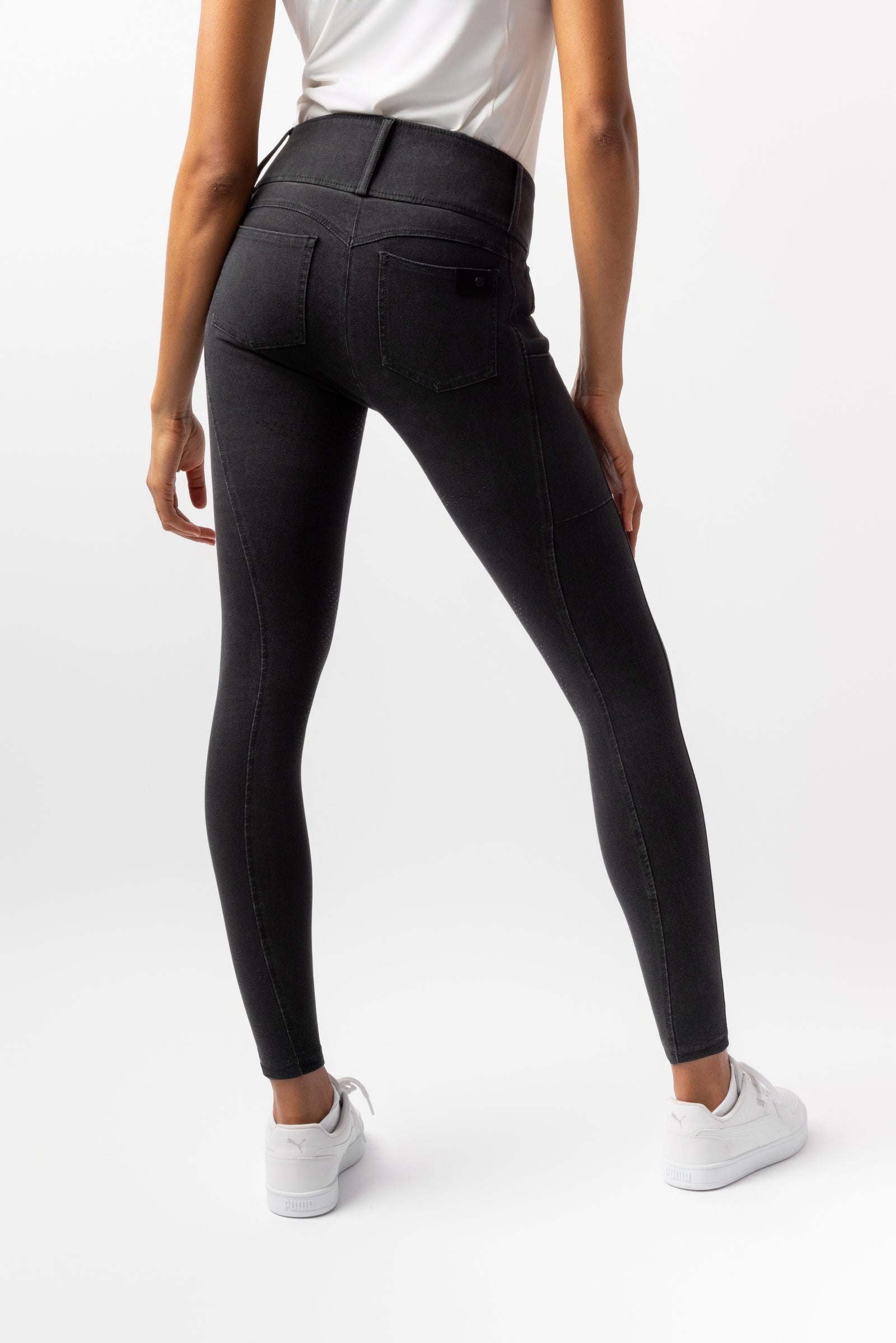 Horze Carolyn pantaloni da equitazione in denim con piena in silicone da donna Womens Breeches
