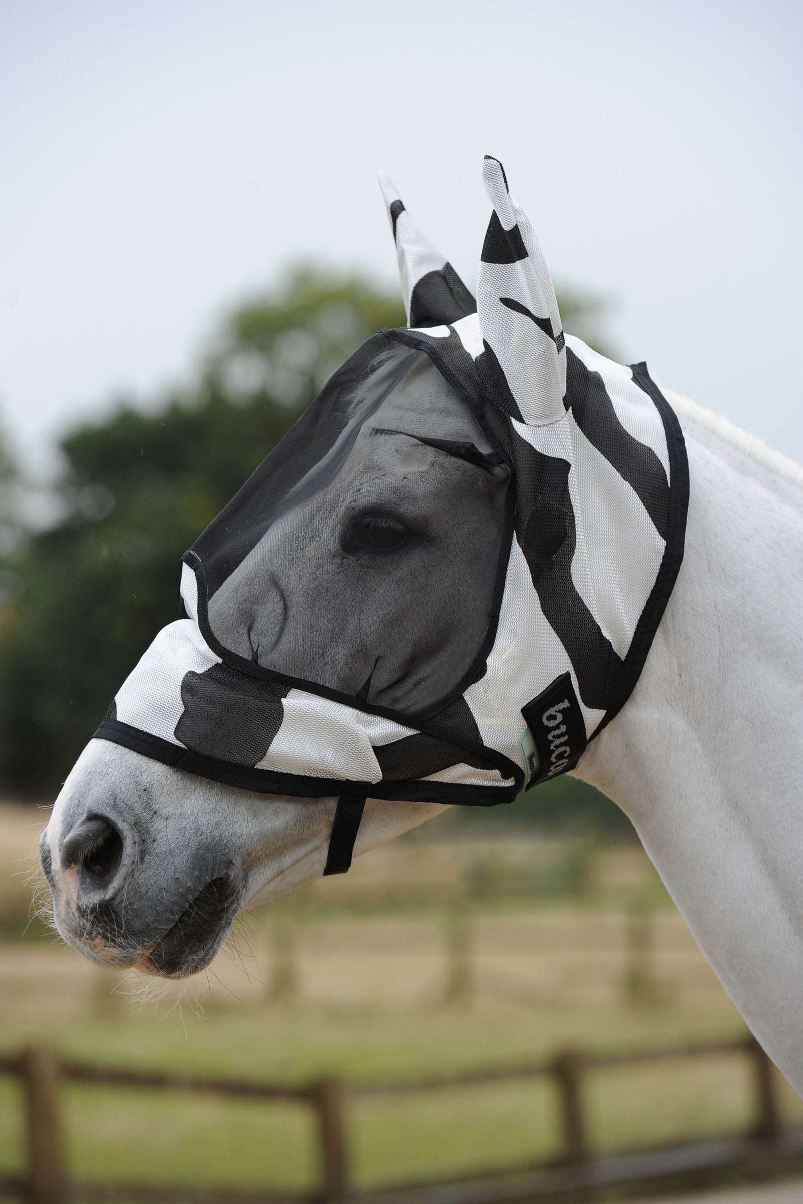 Bucas Buzz-Off Zebra Deluxe Maschera antimosche Protezione antimosche per cavalli