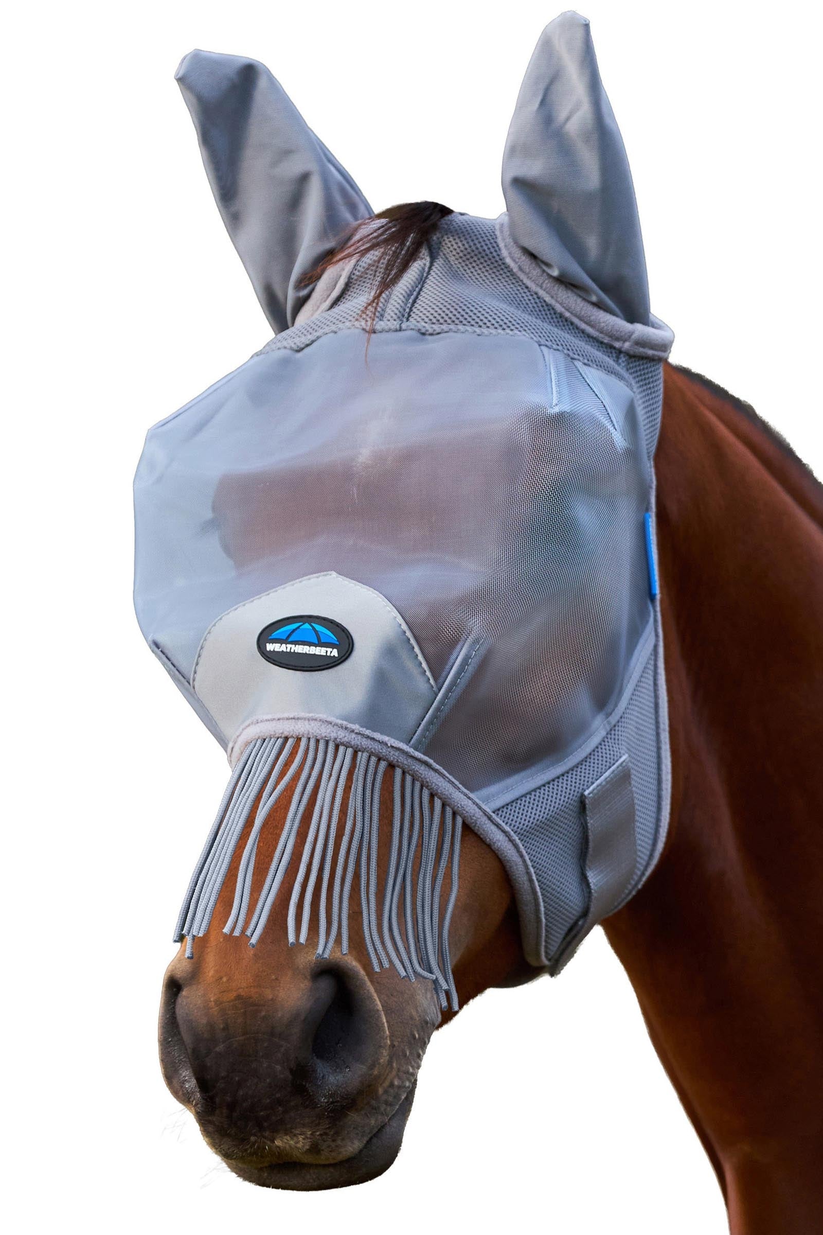 Weatherbeeta Comfitec Fine Mesh Maschera antimosche con orecchie e frange Protezione antimosche per cavalli