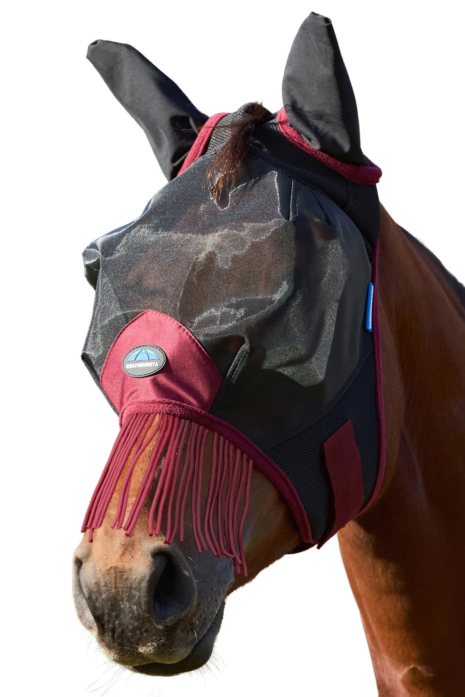 Weatherbeeta Comfitec Fine Mesh Maschera antimosche con orecchie e frange Protezione antimosche per cavalli