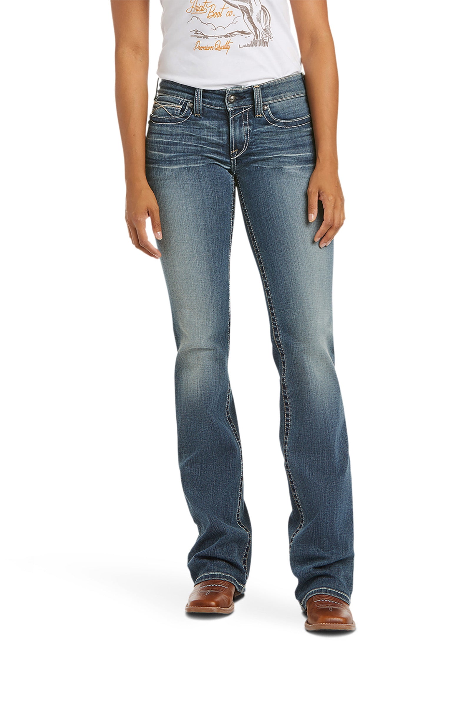 Ariat Whipstitch R.E.A.L. Bootcut stretch jeans con vita media Abbigliamento da donna