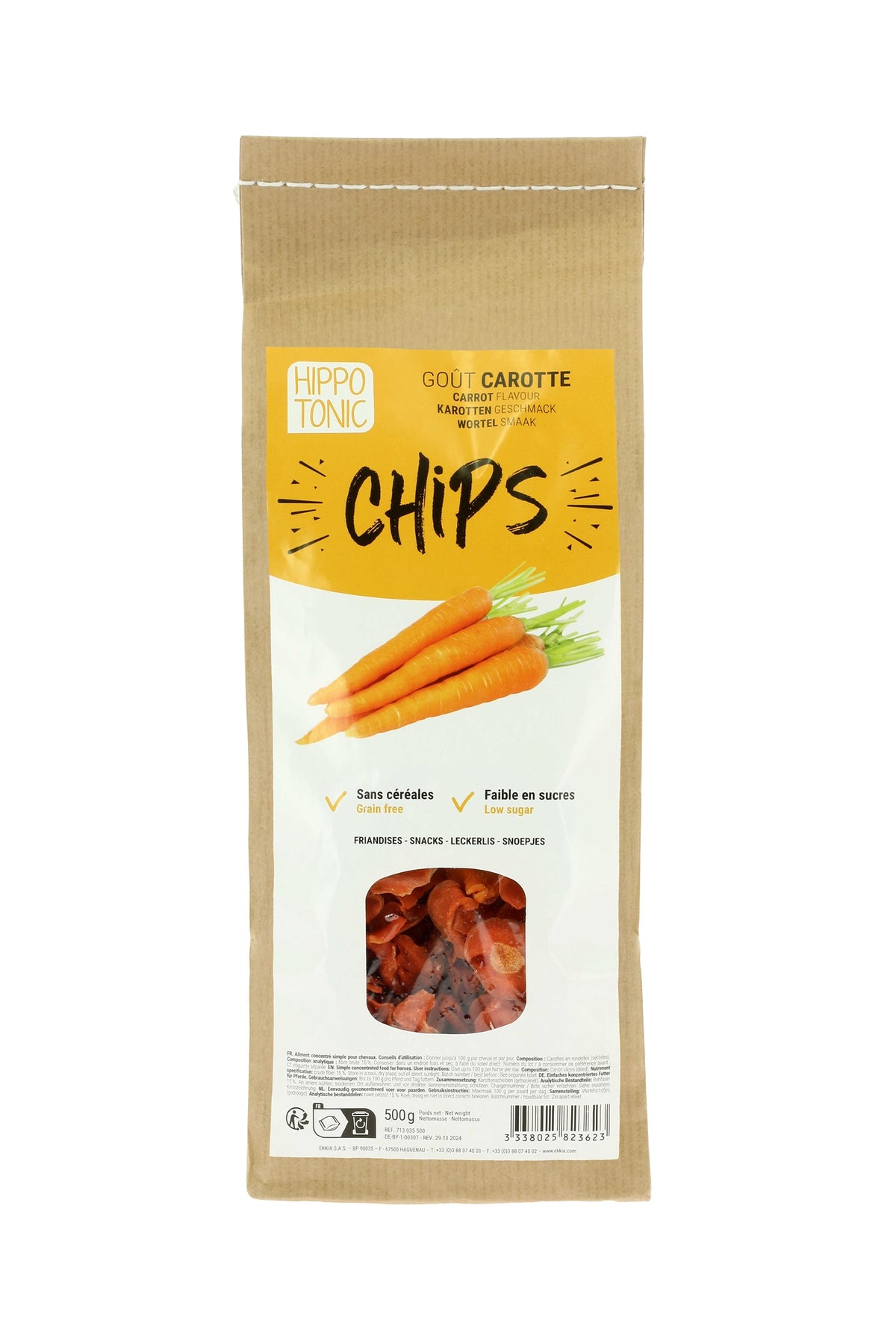 HIPPOTONIC carota chips per cavalli, 500 g Horse Feed & Nutrition