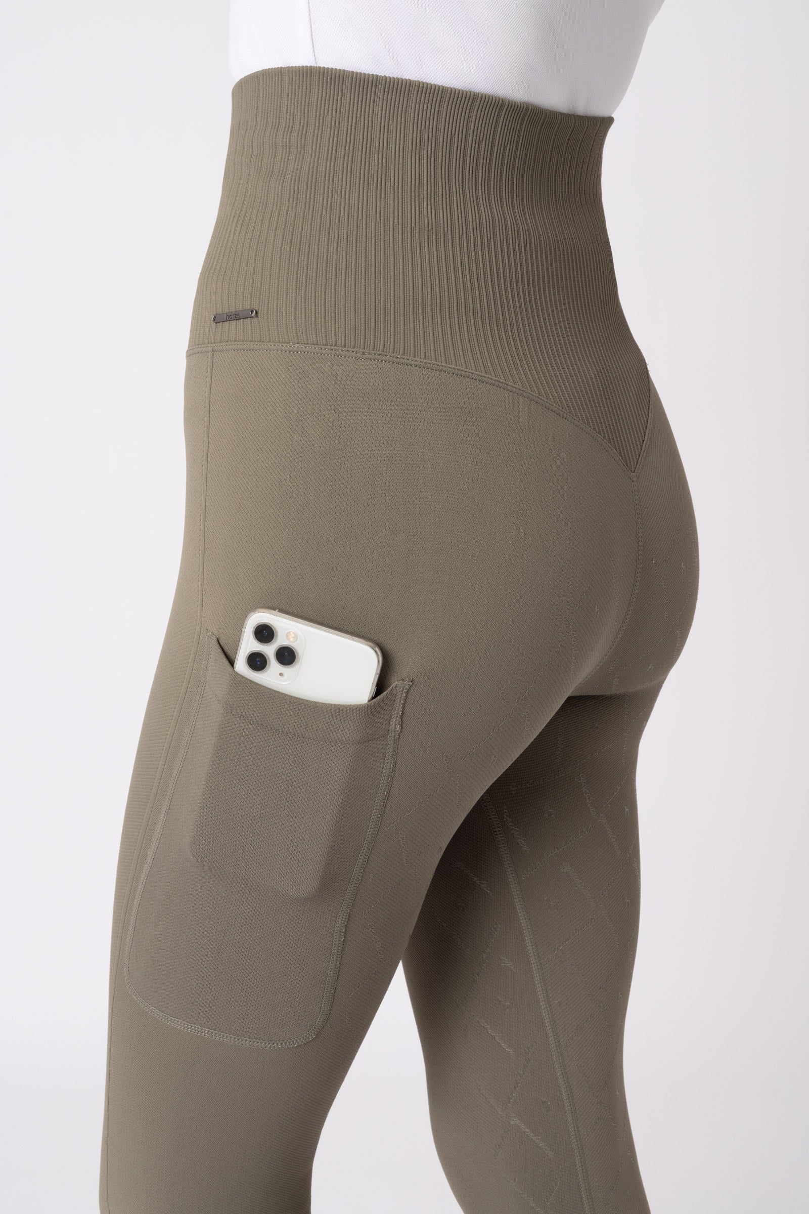 Horze Janine Women's Seamless Full Grip Tights with phone Pocket Womens Breeches
