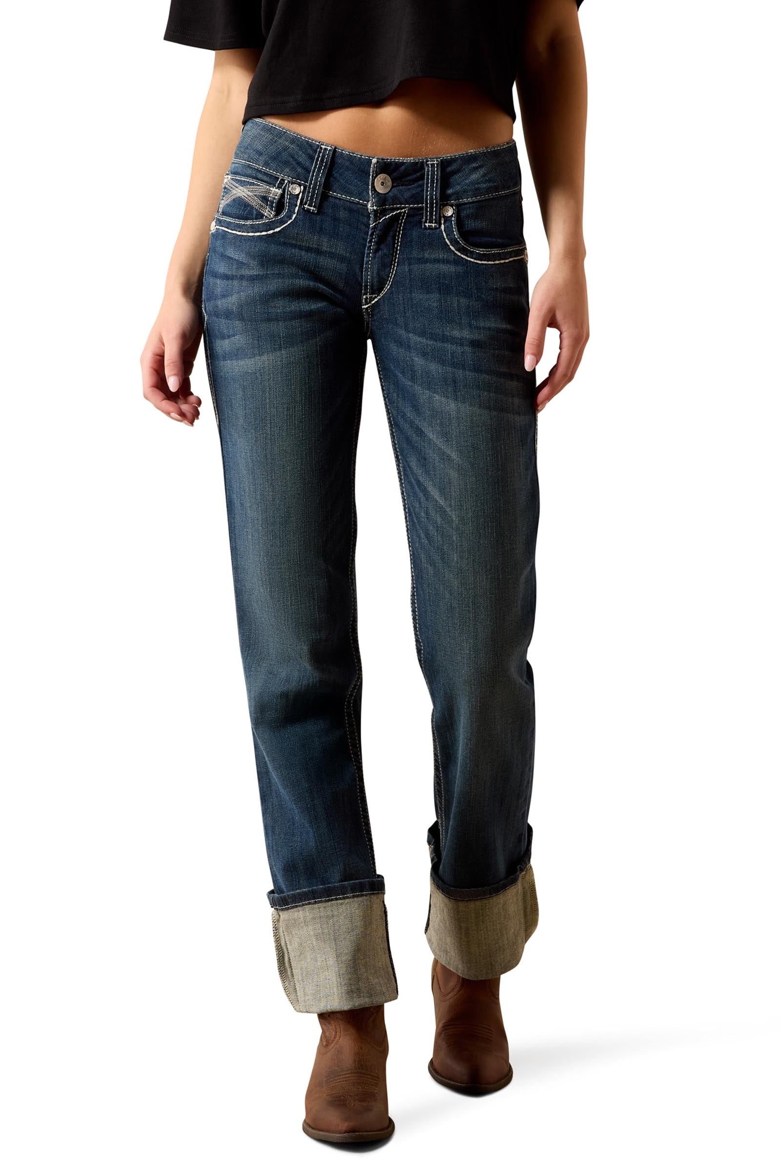 Ariat R.E.A.L. Mid Rise Stretch Ivy Stackable Straight Leg Jeans donna stretch a gamba dritta a vita media Womens Breeches