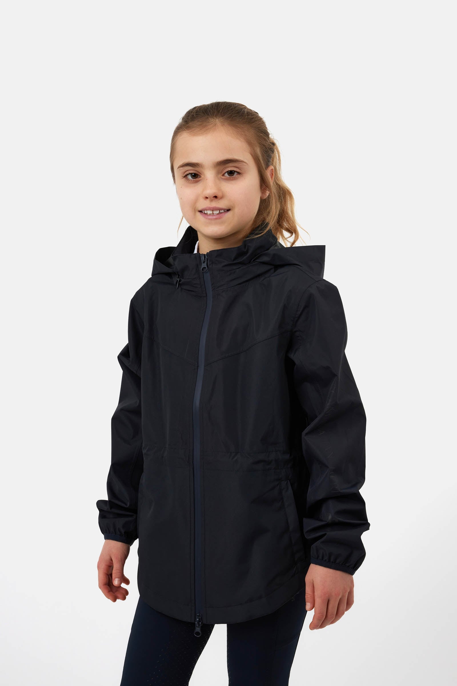 Horze Young Rider Fiora giacca impermeabile con cappuccio ripiegabile Abbigliamento per bambini