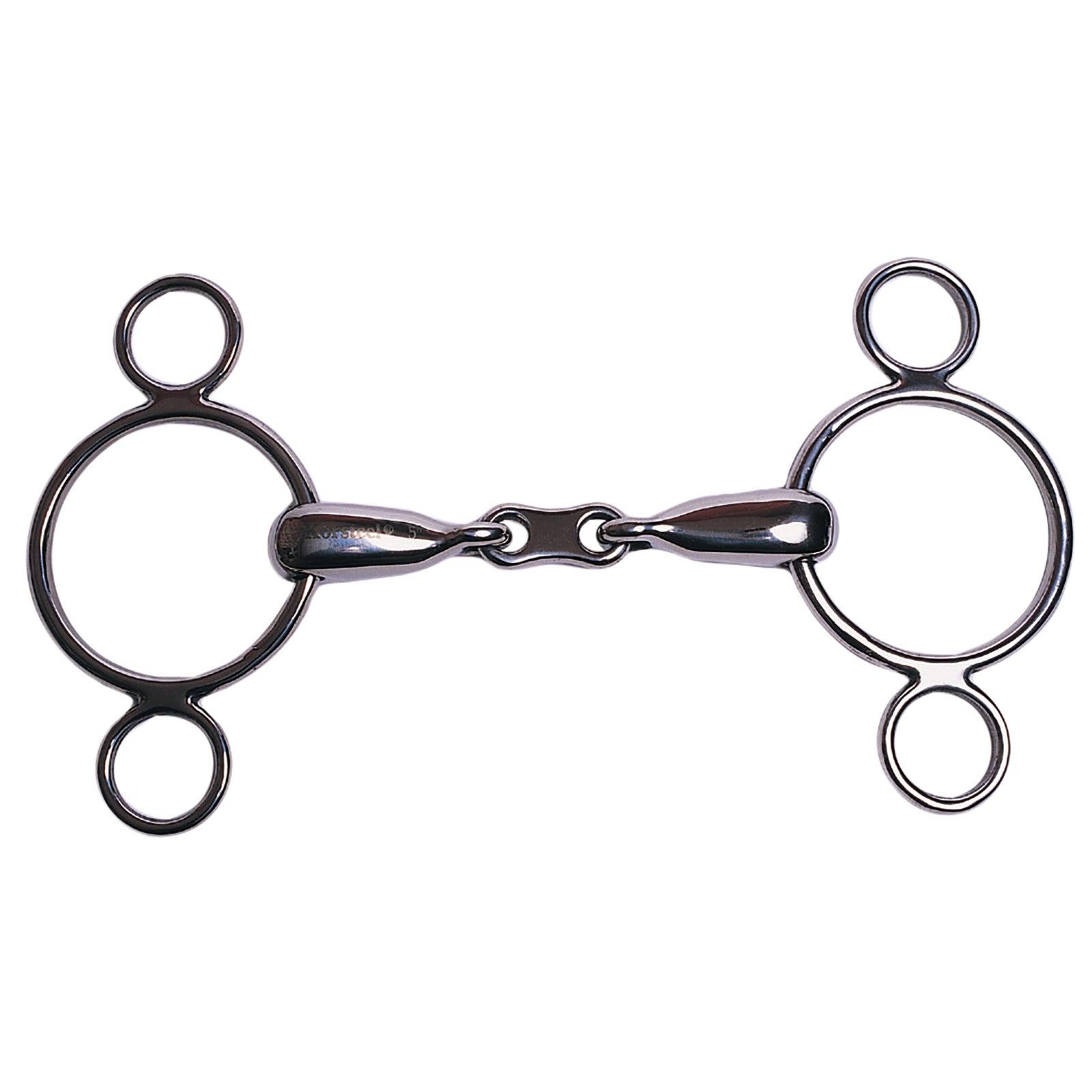 Korsteel Stainless Steel French Link 2 Ring Dutch Gag Bit Boccaglio