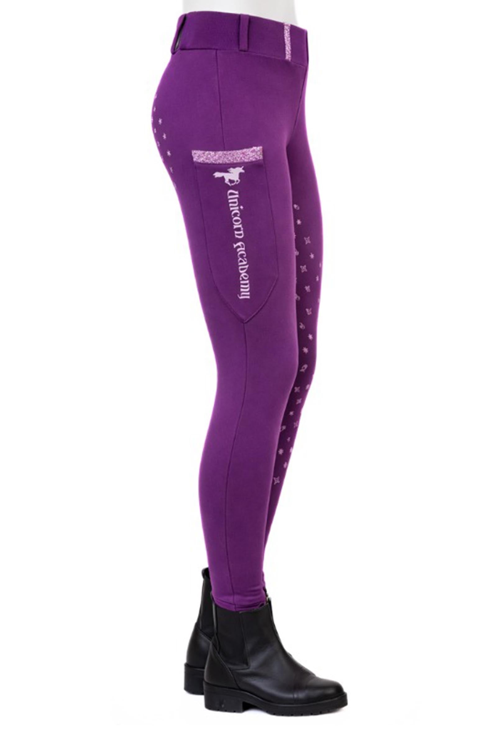 Kavalkade Unicorn Academy leggings da equitazione per bambini con glitter Abbigliamento per bambini