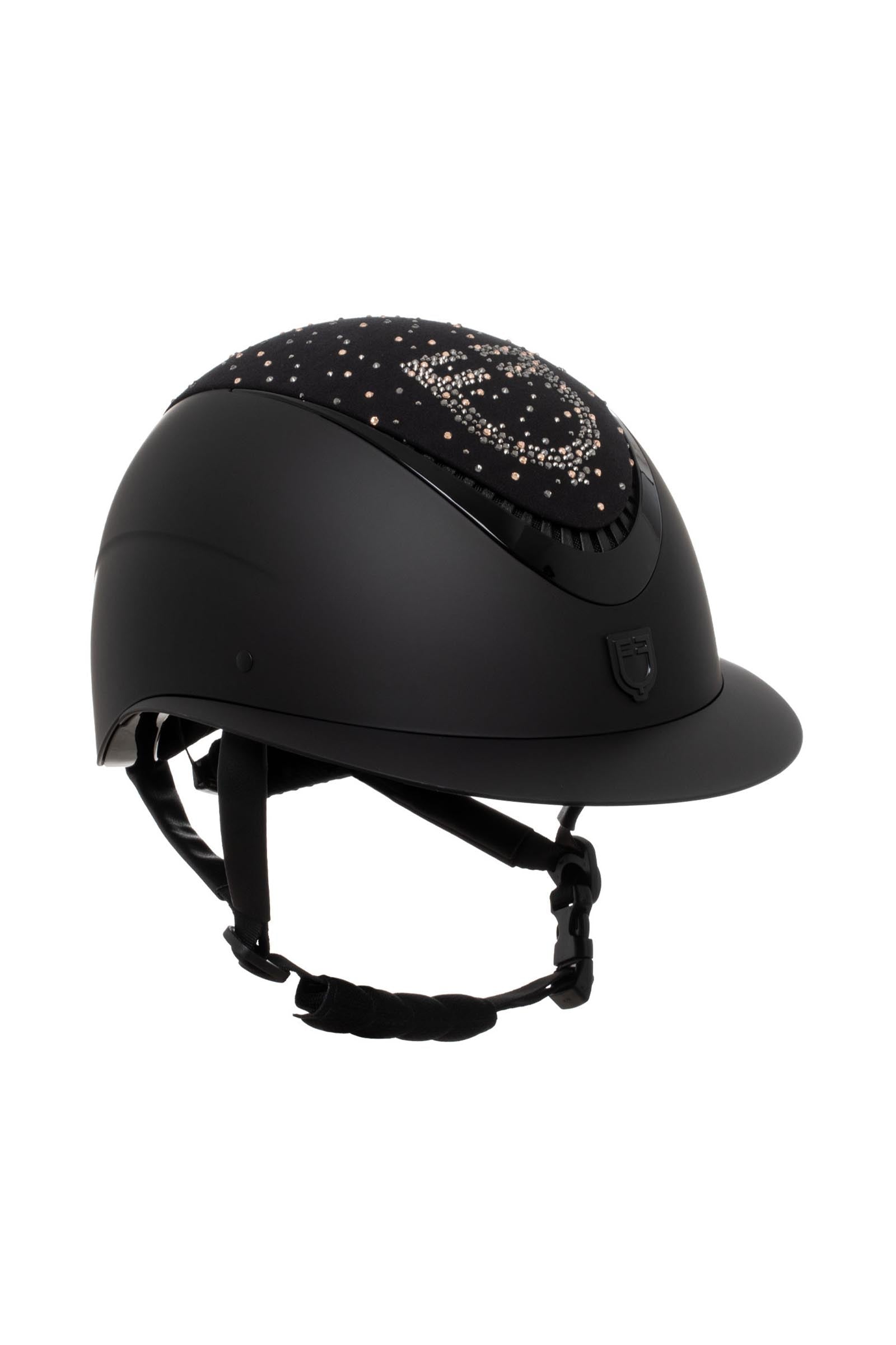 Equestro Matt Helmet With Wide Visor and Rhinestone Logo Homologation En 1384-2023 Safety Equipment