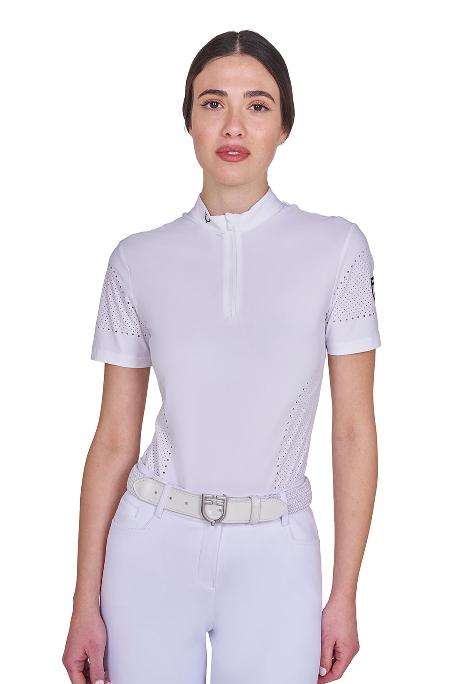 Equestro SS2026 Polo training perforata manica corta zip donna Abbigliamento da donna