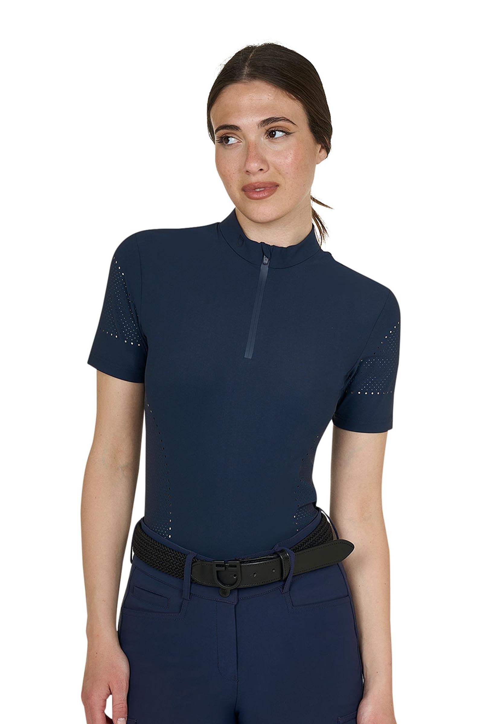Equestro SS2026 Women's Perforated Training Polo Shirt SS ZIP Abbigliamento da donna