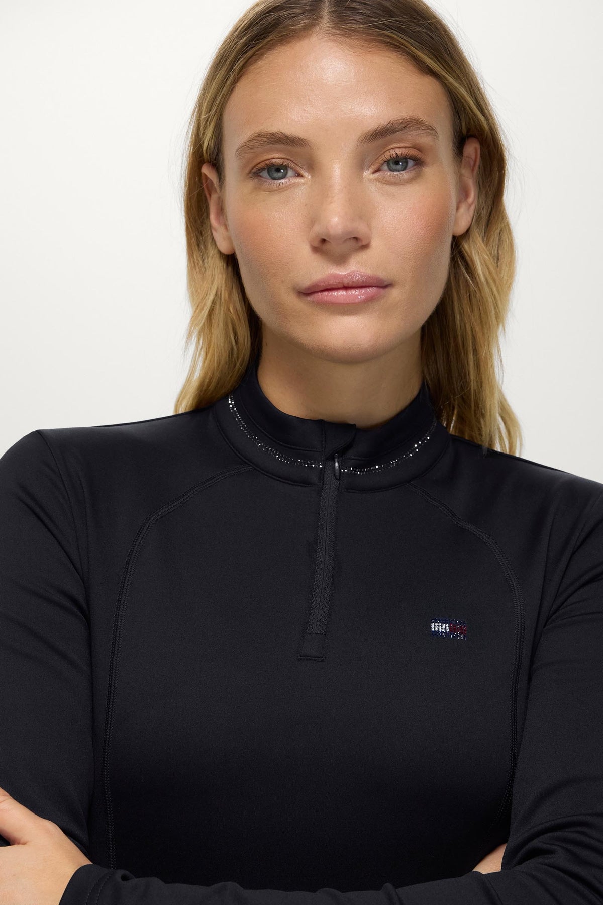Tommy Hilfiger Equestrian Cady Women 1/4 Zip Rhinestone Training Top Women’s Riding Clothing