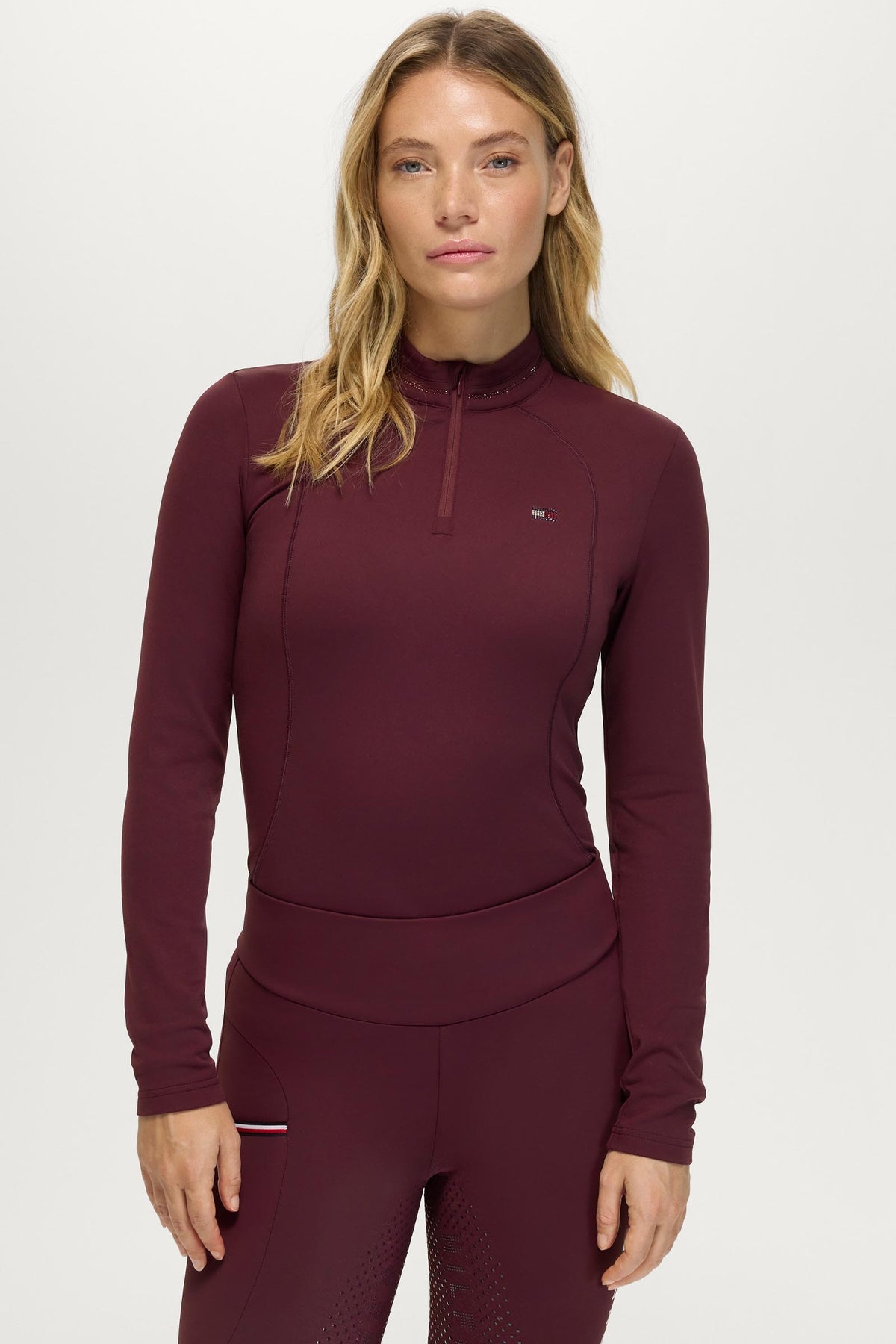Tommy Hilfiger Equestrian Cady Women 1/4 Zip Rhinestone Training Top Women’s Riding Clothing