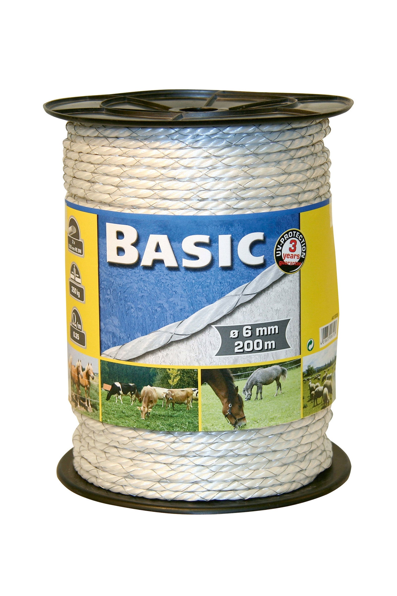 Farm Patrol Fencing rope Basic 200 m, Ø 6 mm, white, 2x0,50 iron Forniture di difesa
