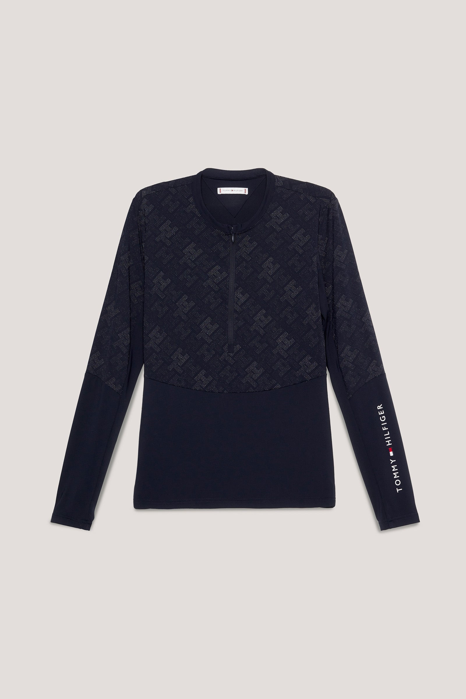 Tommy Hilfiger Equestrian Colonia Maglia da allenamento a maniche lunghe 1/4 zip riflettente Abbigliamento da donna