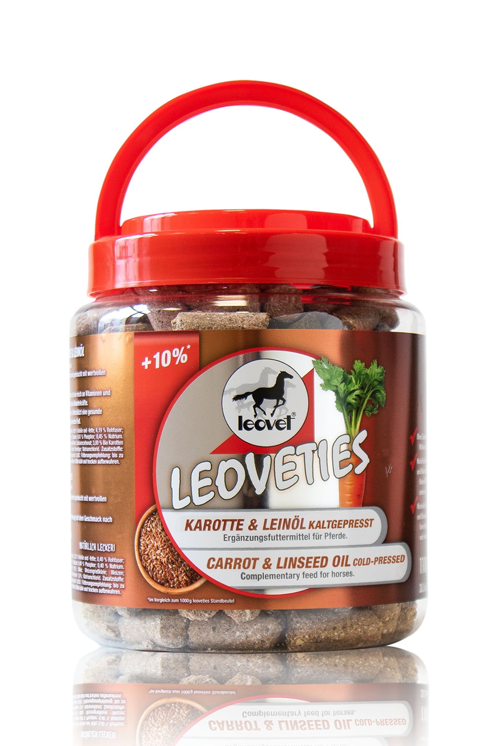 Leovet Leoveties carota & semi di lino spremuti a freddo, 1,1 kg Horse Feed & Nutrition