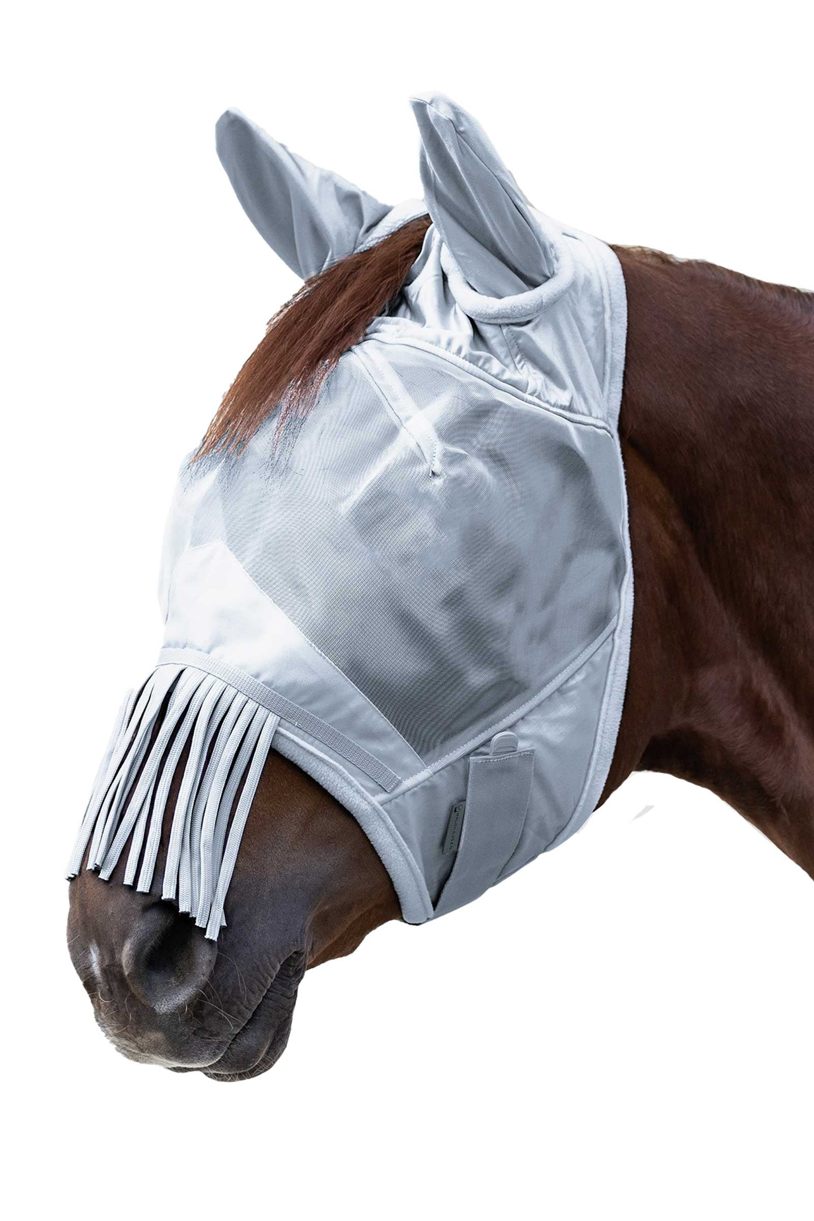 Waldhausen maschera antimosche con orecchie e frange sul naso Protezione antimosche per cavalli