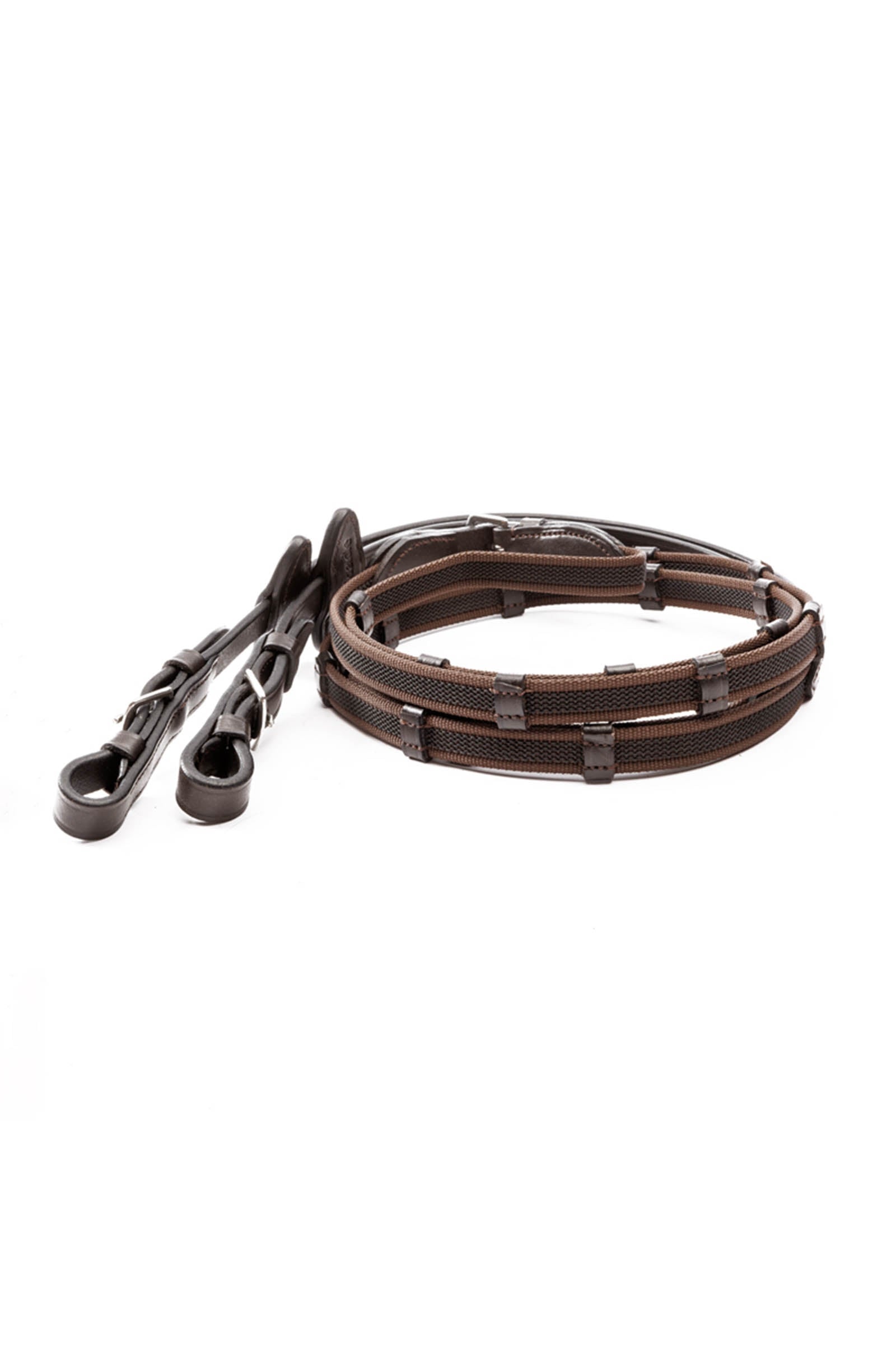 Kavalkade Double Ridge Rubberised Reins With 10 Stops, 16 mm Briglie & redini